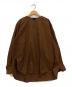 BLAMINKブラミンク）の古着「コットンシルク クルーネック バックジップブラウス」｜ブラウン