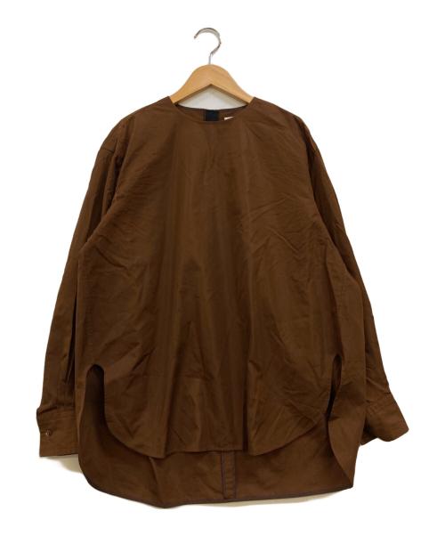 BLAMINK（ブラミンク）BLAMINK (ブラミンク) コットンシルク クルーネック バックジップブラウス ブラウン サイズ:38の古着・服飾アイテム
