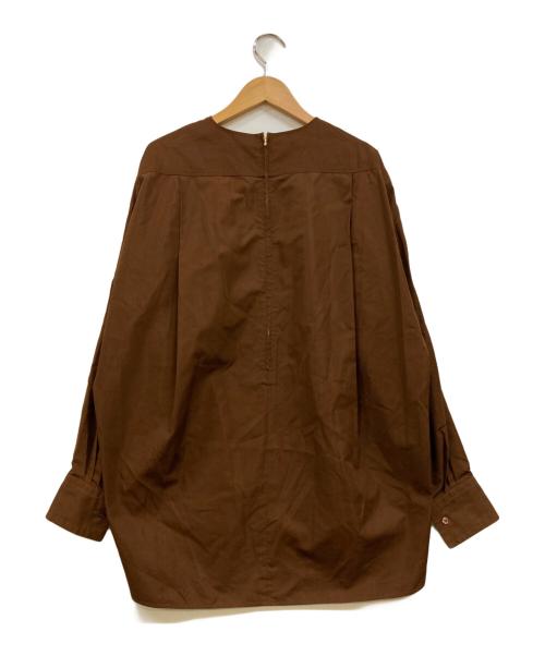 BLAMINK（ブラミンク）BLAMINK (ブラミンク) コットンシルク クルーネック バックジップブラウス ブラウン サイズ:38の古着・服飾アイテム