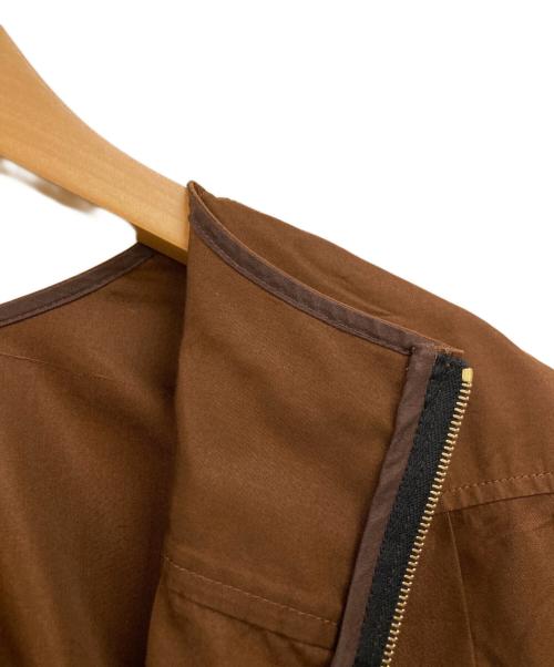 BLAMINK（ブラミンク）BLAMINK (ブラミンク) コットンシルク クルーネック バックジップブラウス ブラウン サイズ:38の古着・服飾アイテム