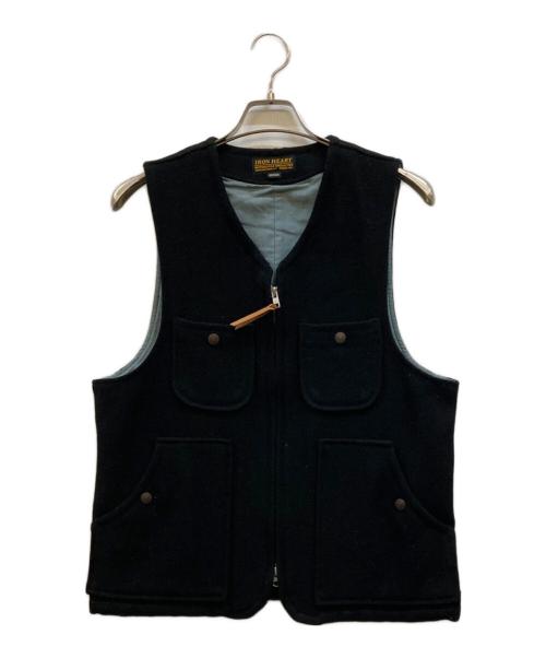 IRON HEART（アイアンハート）IRON HEART (アイアンハート) ウールジップベスト ブラック サイズ:Mの古着・服飾アイテム