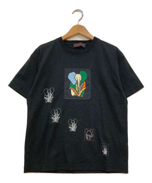 CABAN（キャバン）CABAN (キャバン) ドライスビンコットン ELEPHANTマーチエンブロイダリーTシャツ ブラック サイズ:Sの古着・服飾アイテム