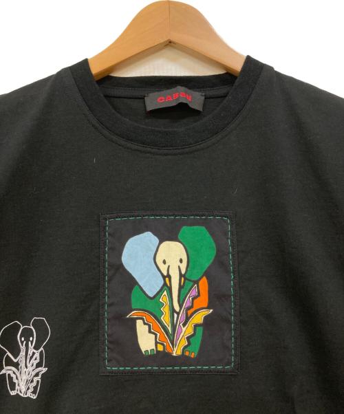 CABAN（キャバン）CABAN (キャバン) ドライスビンコットン ELEPHANTマーチエンブロイダリーTシャツ ブラック サイズ:Sの古着・服飾アイテム