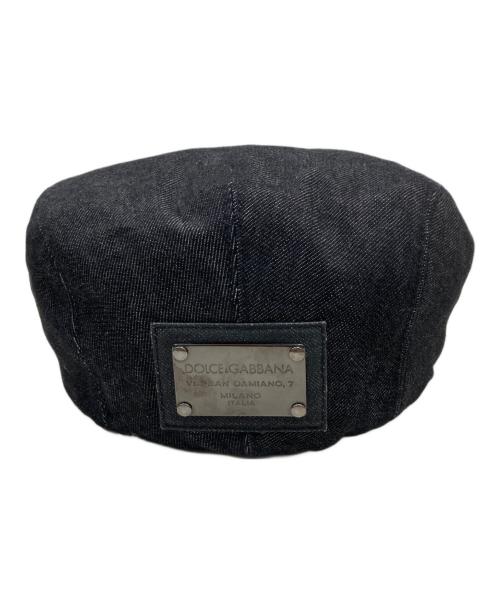 DOLCE & GABBANA（ドルチェ＆ガッバーナ）DOLCE & GABBANA (ドルチェ＆ガッバーナ) デニムメタルロゴプレート キャスケット ブラック サイズ:60の古着・服飾アイテム