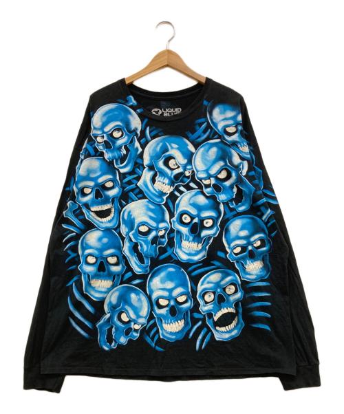 LIQUID BLUE（リキッドブルー）LIQUID BLUE (リキッドブルー) ロングスリーブカットソー ブラック×ブルー サイズ:XXLの古着・服飾アイテム