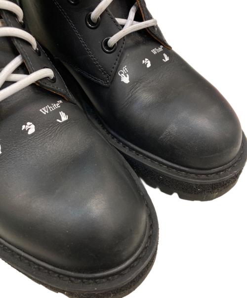 OFFWHITE（オフホワイト）OFFWHITE (オフホワイト) レザーレースコンバットブーツ ブラック サイズ:41の古着・服飾アイテム