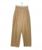 Conteコンテ）の古着「アシンメトリー タックパンツ」｜ベージュ