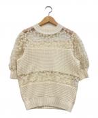 SEVEN TEN by MIHO KAWAHITOセブン テン バイ ミホ カワヒト）の古着「シアー切替半袖ニット」｜アイボリー