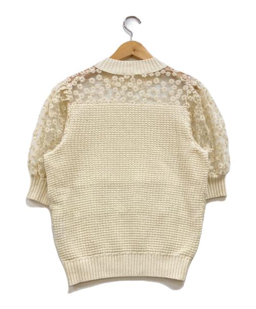 SEVEN TEN by MIHO KAWAHITO（セブン テン バイ ミホ カワヒト）SEVEN TEN by MIHO KAWAHITO (セブン テン バイ ミホ カワヒト) シアー切替半袖ニット アイボリー サイズ:下記参照の古着・服飾アイテム
