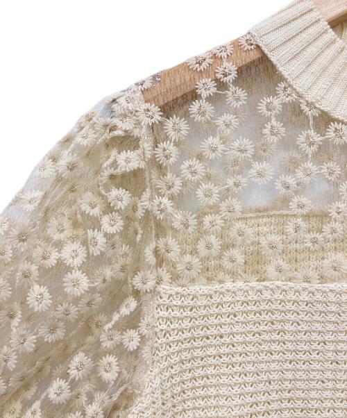 SEVEN TEN by MIHO KAWAHITO（セブン テン バイ ミホ カワヒト）SEVEN TEN by MIHO KAWAHITO (セブン テン バイ ミホ カワヒト) シアー切替半袖ニット アイボリー サイズ:下記参照の古着・服飾アイテム