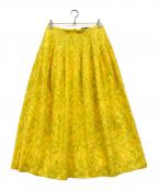 DRAWERドゥロワー）の古着「フラワージャカード ダーツフレアスカート」｜イエロー