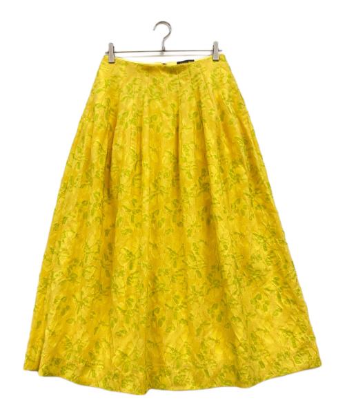 DRAWER（ドゥロワー）DRAWER (ドゥロワー) フラワージャカード ダーツフレアスカート イエロー サイズ:40の古着・服飾アイテム