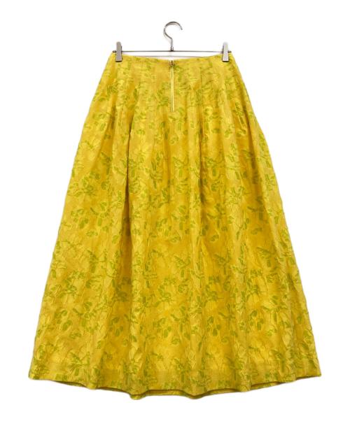DRAWER（ドゥロワー）DRAWER (ドゥロワー) フラワージャカード ダーツフレアスカート イエロー サイズ:40の古着・服飾アイテム