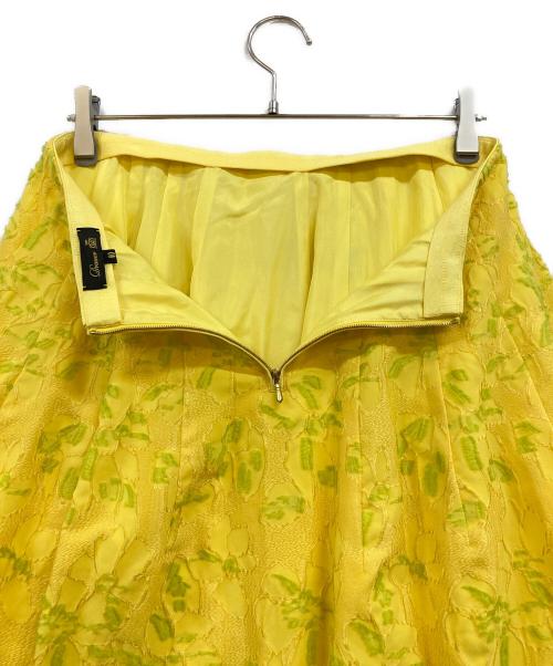 DRAWER（ドゥロワー）DRAWER (ドゥロワー) フラワージャカード ダーツフレアスカート イエロー サイズ:40の古着・服飾アイテム