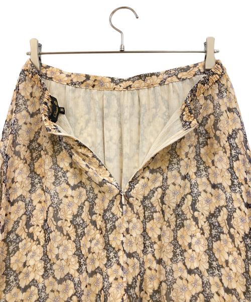 DRAWER（ドゥロワー）DRAWER (ドゥロワー) シルクプリントギャザースカート ピンク×ブラック サイズ:38の古着・服飾アイテム