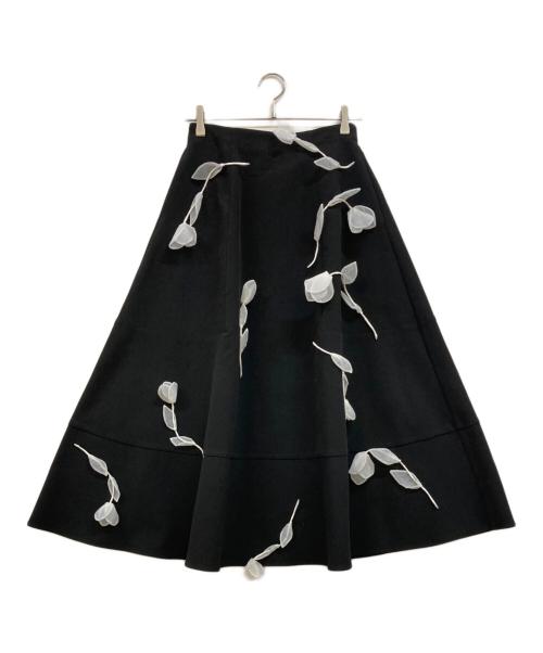 SEVEN TEN by MIHO KAWAHITO（セブン テン バイ ミホ カワヒト）SEVEN TEN by MIHO KAWAHITO (セブン テン バイ ミホ カワヒト) オーガンジーモチーフスカート ブラック サイズ:Mの古着・服飾アイテム