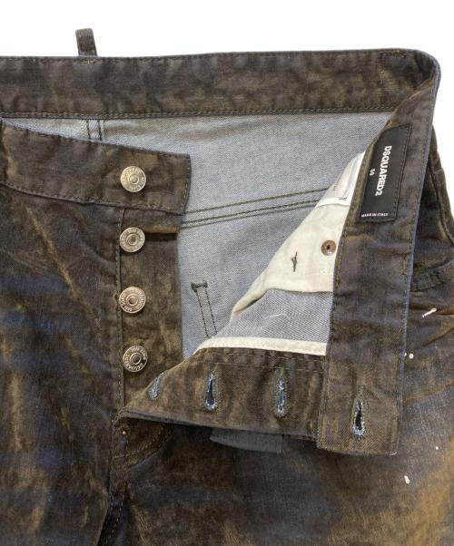 DSQUARED2（ディースクエアード）DSQUARED2 (ディースクエアード) フロッキーデニムパンツ ネイビー×グリーン サイズ:50の古着・服飾アイテム