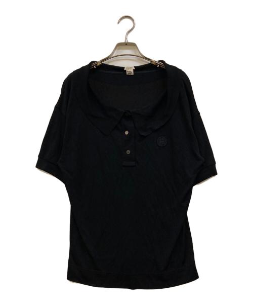 HERMES（エルメス）HERMES (エルメス) Hワッペンレーヨンポロシャツ ブラック サイズ:38の古着・服飾アイテム