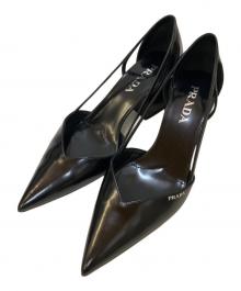 PRADA（プラダ）の古着「カットアウト ブラッシュドレザー パンプス」｜ブラック