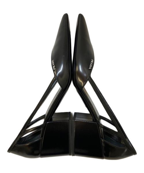 PRADA（プラダ）PRADA (プラダ) カットアウト ブラッシュドレザー パンプス ブラック サイズ:37の古着・服飾アイテム