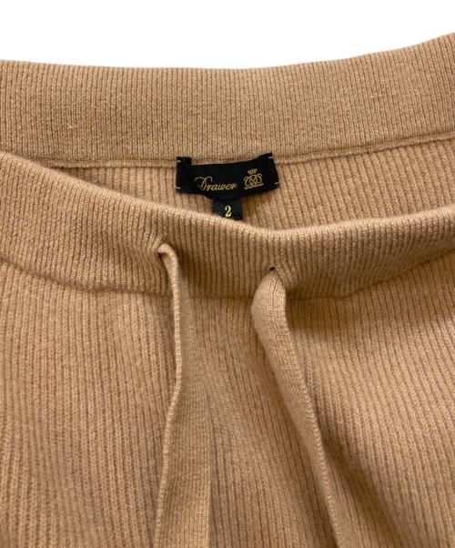DRAWER（ドゥロワー）DRAWER (ドゥロワー) ウールカシミヤ12G畦編みストレートニットパンツ キャメル サイズ:2の古着・服飾アイテム