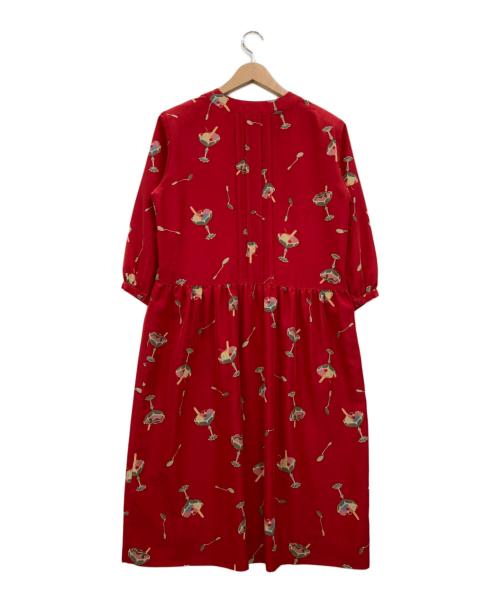 PINK HOUSE（ピンクハウス）PINK HOUSE (ピンクハウス) ピンタックアイス柄ワンピース レッド サイズ:下記参照の古着・服飾アイテム