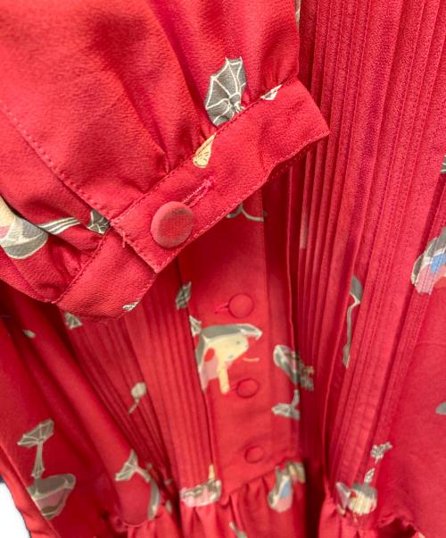 PINK HOUSE（ピンクハウス）PINK HOUSE (ピンクハウス) ピンタックアイス柄ワンピース レッド サイズ:下記参照の古着・服飾アイテム