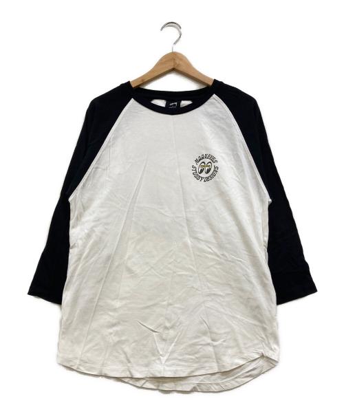stussy（ステューシー）stussy (ステューシー) MOONEYES ラグランカットソー ホワイト×ブラック サイズ:Lの古着・服飾アイテム