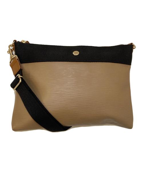 Breath TOPKAPI（ブレストプカピ）Breath TOPKAPI (ブレストプカピ) リプル ネオレザー スリム ミニショルダーバッグ ベージュ×ブラックの古着・服飾アイテム