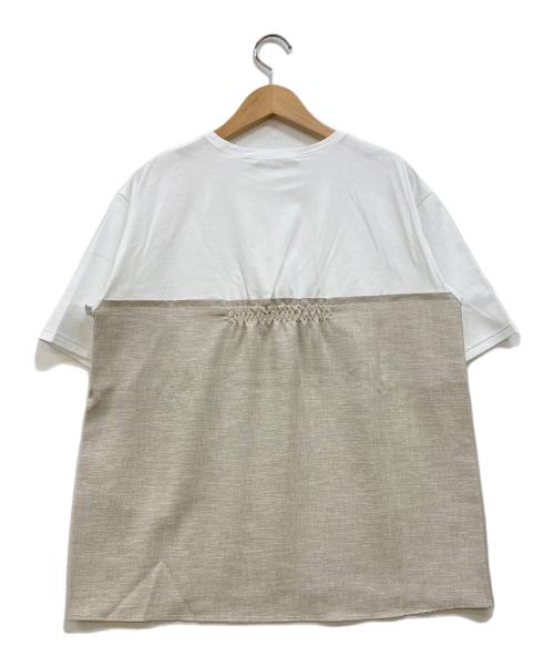 23区（ニジュウサンク）23区 (ニジュウサンク) 【洗える】スムースデザイン コンビ カットソー ホワイト×ベージュ サイズ:38の古着・服飾アイテム