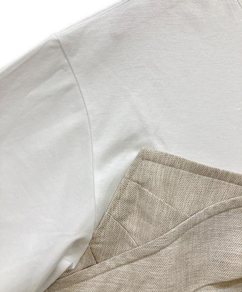 23区（ニジュウサンク）23区 (ニジュウサンク) 【洗える】スムースデザイン コンビ カットソー ホワイト×ベージュ サイズ:38の古着・服飾アイテム