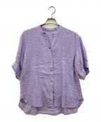 23区ニジュウサンク）の古着「【洗える】LIBECO スキッパーブラウス」｜パープル