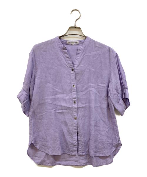 23区（ニジュウサンク）23区 (ニジュウサンク) 【洗える】LIBECO スキッパーブラウス パープル サイズ:40の古着・服飾アイテム