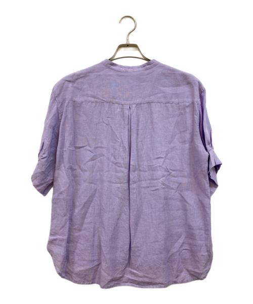 23区（ニジュウサンク）23区 (ニジュウサンク) 【洗える】LIBECO スキッパーブラウス パープル サイズ:40の古着・服飾アイテム