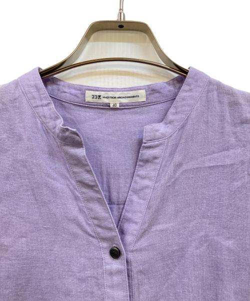 23区（ニジュウサンク）23区 (ニジュウサンク) 【洗える】LIBECO スキッパーブラウス パープル サイズ:40の古着・服飾アイテム