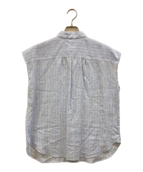 23区（ニジュウサンク）23区 (ニジュウサンク) リネンストライプシャツ ホワイト×ブルー サイズ:38の古着・服飾アイテム
