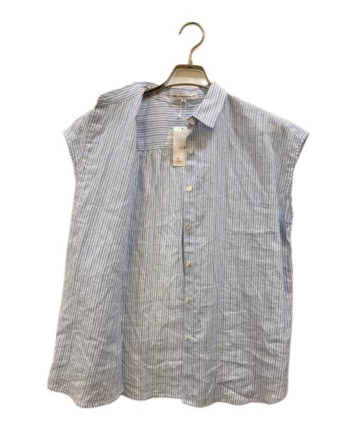 23区（ニジュウサンク）23区 (ニジュウサンク) リネンストライプシャツ ホワイト×ブルー サイズ:38の古着・服飾アイテム