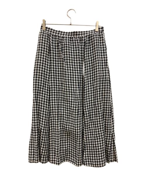 23区（ニジュウサンク）23区 (ニジュウサンク) LIBECO リネンロング スカート ホワイト×ブラック サイズ:44の古着・服飾アイテム