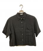 23区ニジュウサンク）の古着「【洗える】LIBECOリネン クロップド シャツ」｜ブラウン