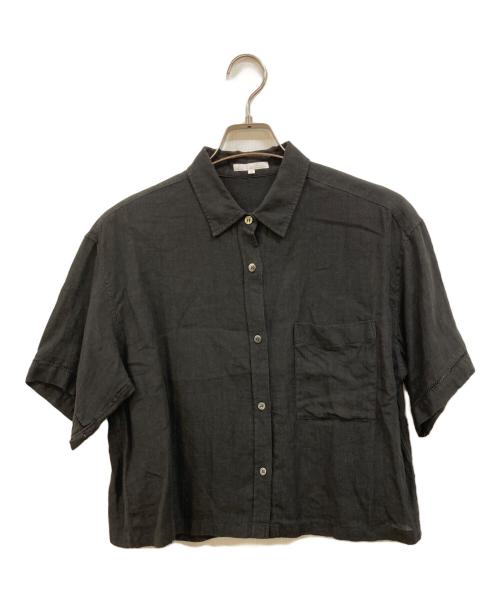 23区（ニジュウサンク）23区 (ニジュウサンク) 【洗える】LIBECOリネン クロップド シャツ ブラウン サイズ:38の古着・服飾アイテム