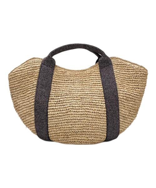 VIOLAd'ORO（ヴィオラドーロ）VIOLAd'ORO (ヴィオラドーロ) テープハンドルカゴバッグ ベージュ×ブラックの古着・服飾アイテム