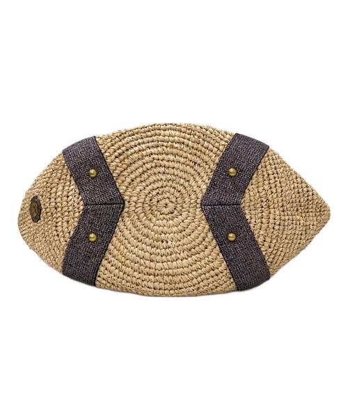 VIOLAd'ORO（ヴィオラドーロ）VIOLAd'ORO (ヴィオラドーロ) テープハンドルカゴバッグ ベージュ×ブラックの古着・服飾アイテム