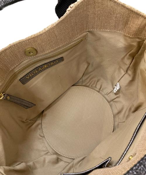 VIOLAd'ORO（ヴィオラドーロ）VIOLAd'ORO (ヴィオラドーロ) テープハンドルカゴバッグ ベージュ×ブラックの古着・服飾アイテム