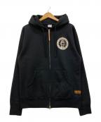 IRON HEARTアイアンハート）の古着「ベルプリントジップパーカー」｜ブラック