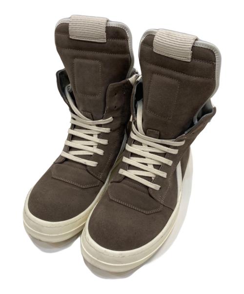 RICK OWENS（リックオウエンス）RICK OWENS (リックオウエンス) GEOBASKET/DUST ハイカットスニーカー ブラウン×ホワイト サイズ:42の古着・服飾アイテム