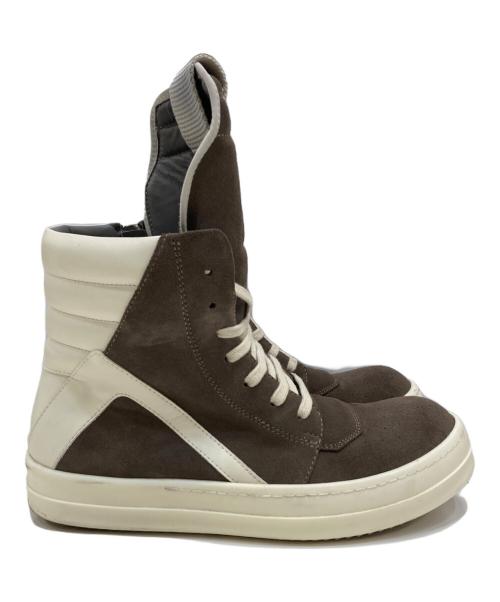 RICK OWENS（リックオウエンス）RICK OWENS (リックオウエンス) GEOBASKET/DUST ハイカットスニーカー ブラウン×ホワイト サイズ:42の古着・服飾アイテム
