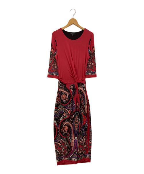 ETRO（エトロ）ETRO (エトロ) ペイズリー ストレッチカットソーワンピース レッド×ブラック サイズ:42の古着・服飾アイテム