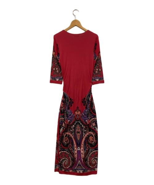 ETRO（エトロ）ETRO (エトロ) ペイズリー ストレッチカットソーワンピース レッド×ブラック サイズ:42の古着・服飾アイテム