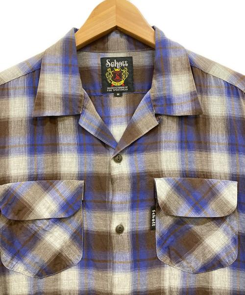Schott（ショット）Schott (ショット) オンブレチェックシャツ ブルー×ブラウン サイズ:Mの古着・服飾アイテム