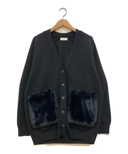 BALLSEY（ボールジィ）BALLSEY (ボールジィ) ミラノリブ ポケットファーカーディガン ブラック サイズ:Sの古着・服飾アイテム